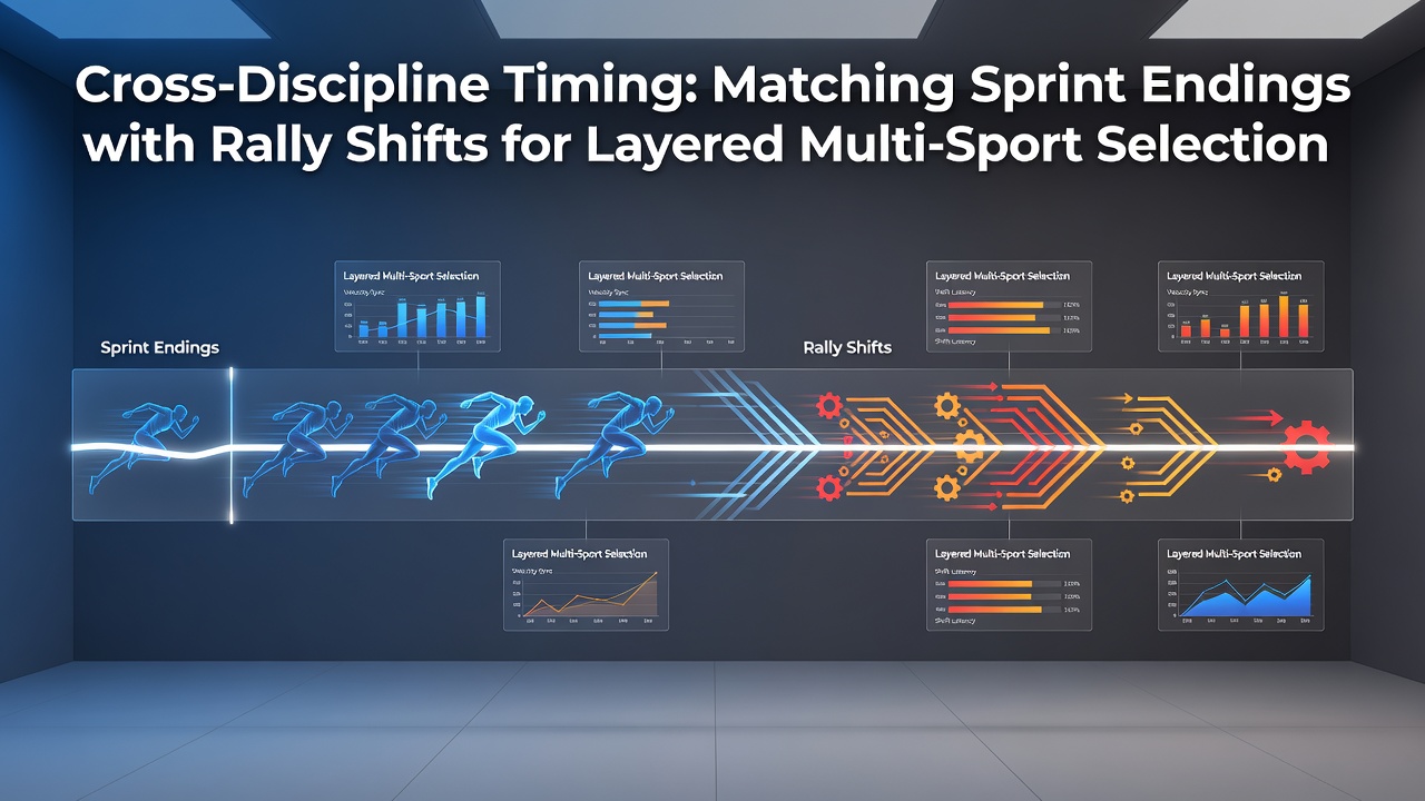 Data visualization charts showing synchronized timing between track sprints and tennis rallies across multiple events