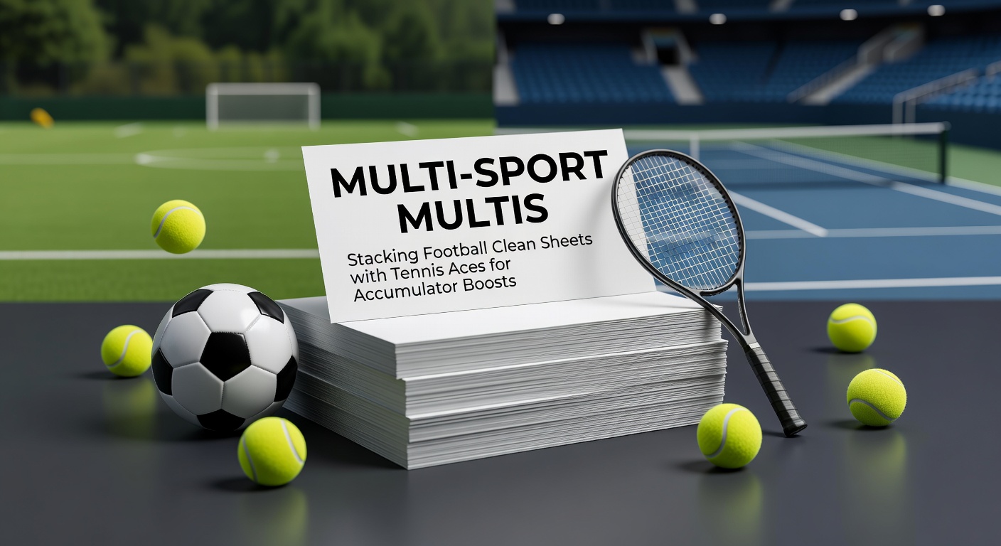 Vibrant stadium scene blending soccer goalposts with tennis courts, illustrating multi-sport betting fusion