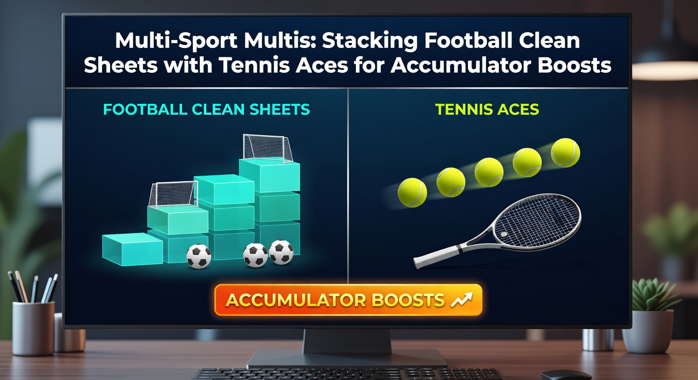 Dynamic graphic overlay of a soccer clean sheet stat chart merging with tennis ace serve trajectories