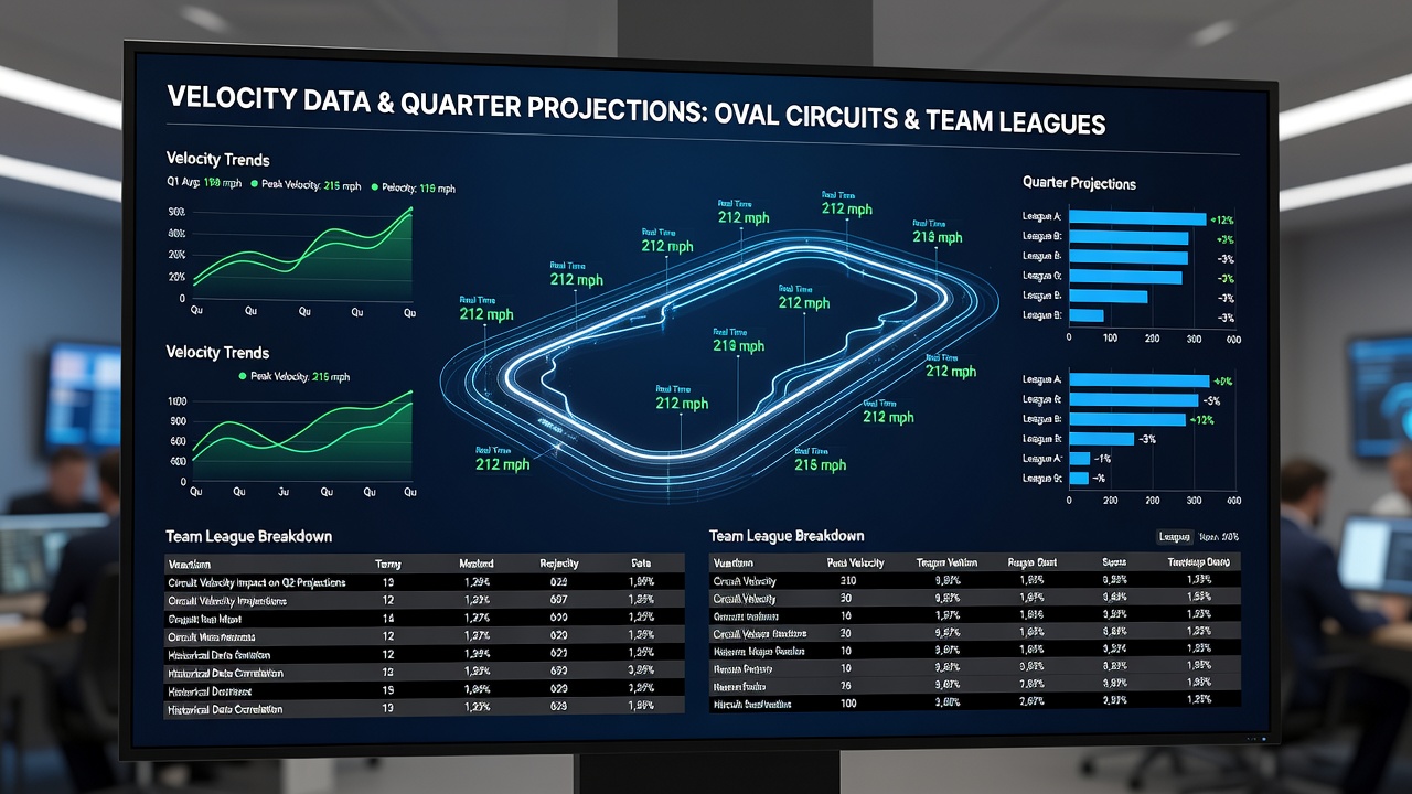Comparative charts displaying velocity curves from oval circuits overlaid with team sports quarter performance data