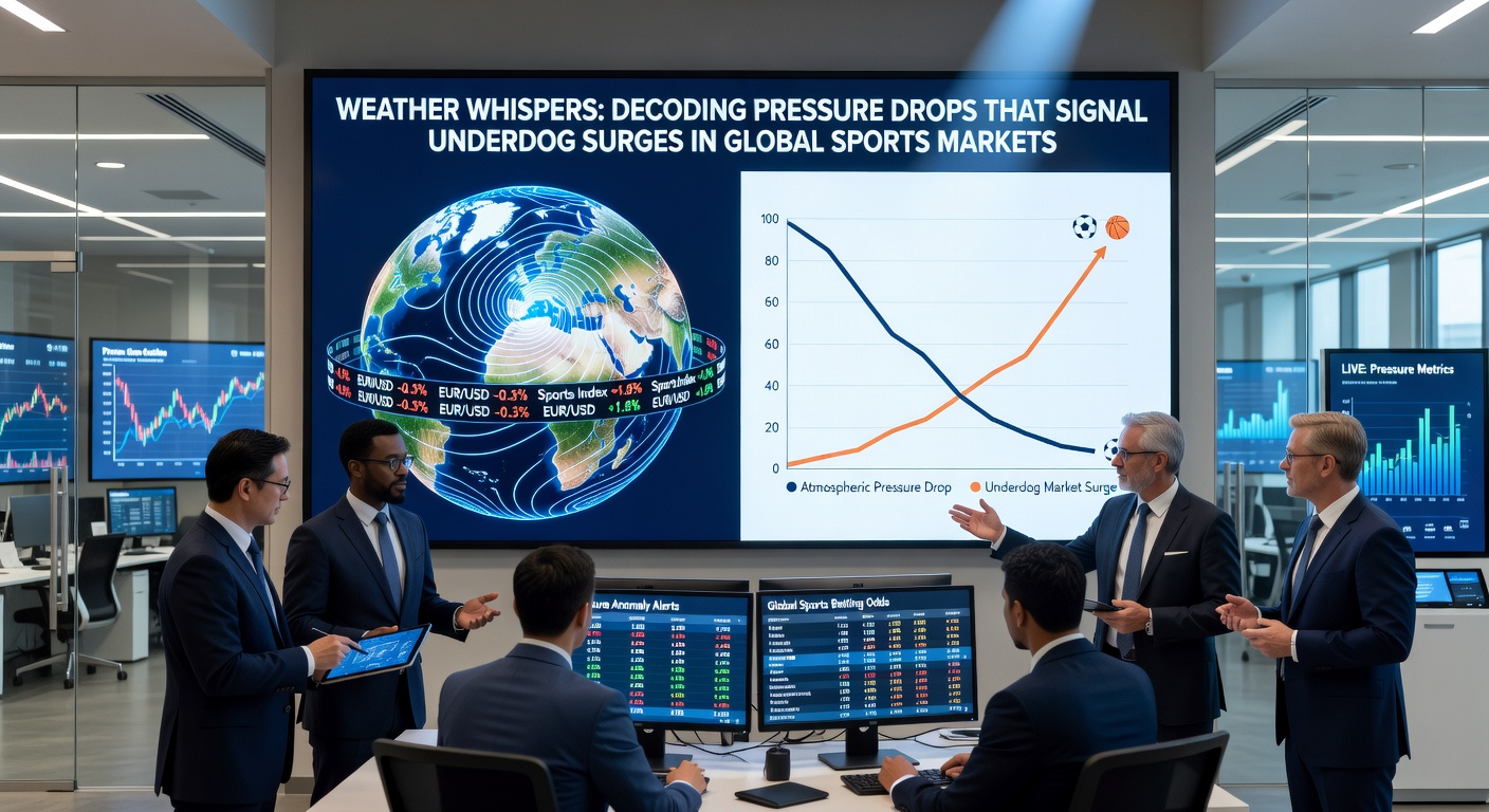 Meteorologists and analysts reviewing pressure data alongside live sports statistics